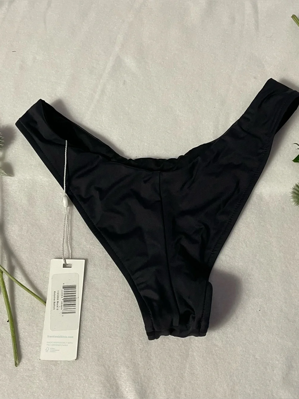 NWT Frankie’s Bikinis Black High Cut Bottom